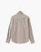 Men's Striped Camp Collar Shirt with Relaxed Fit