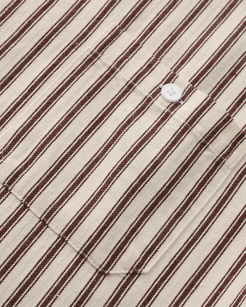 Men's Striped Camp Collar Shirt with Relaxed Fit