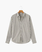 Men's Striped Camp Collar Shirt with Relaxed Fit
