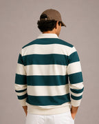 Men's Striped Rugby Polo Shirt with Long Sleeves