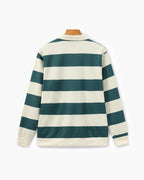 Men's Striped Rugby Polo Shirt with Long Sleeves