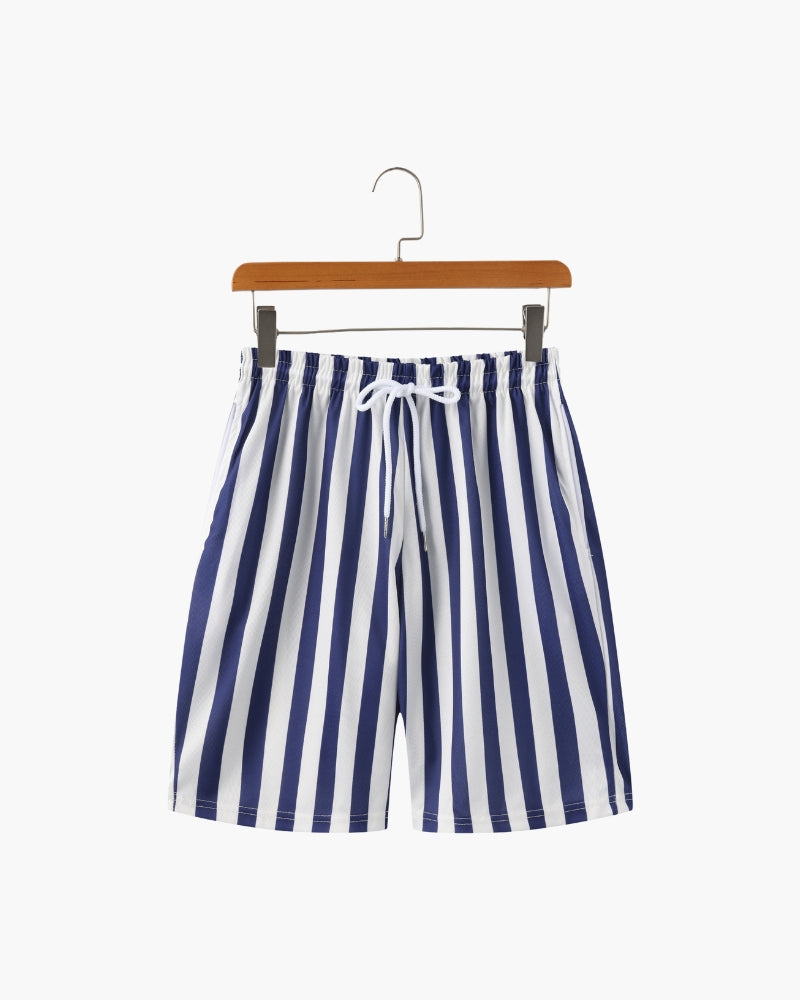 Men's Striped Swim Briefs with Drawstring Waistband - White