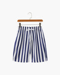 Men's Striped Swim Briefs with Drawstring Waistband - White