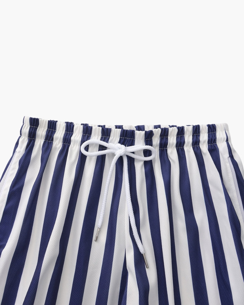 Men's Striped Swim Briefs with Drawstring Waistband