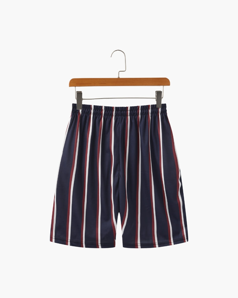 Men's Striped Swim Briefs with Drawstring Waistband