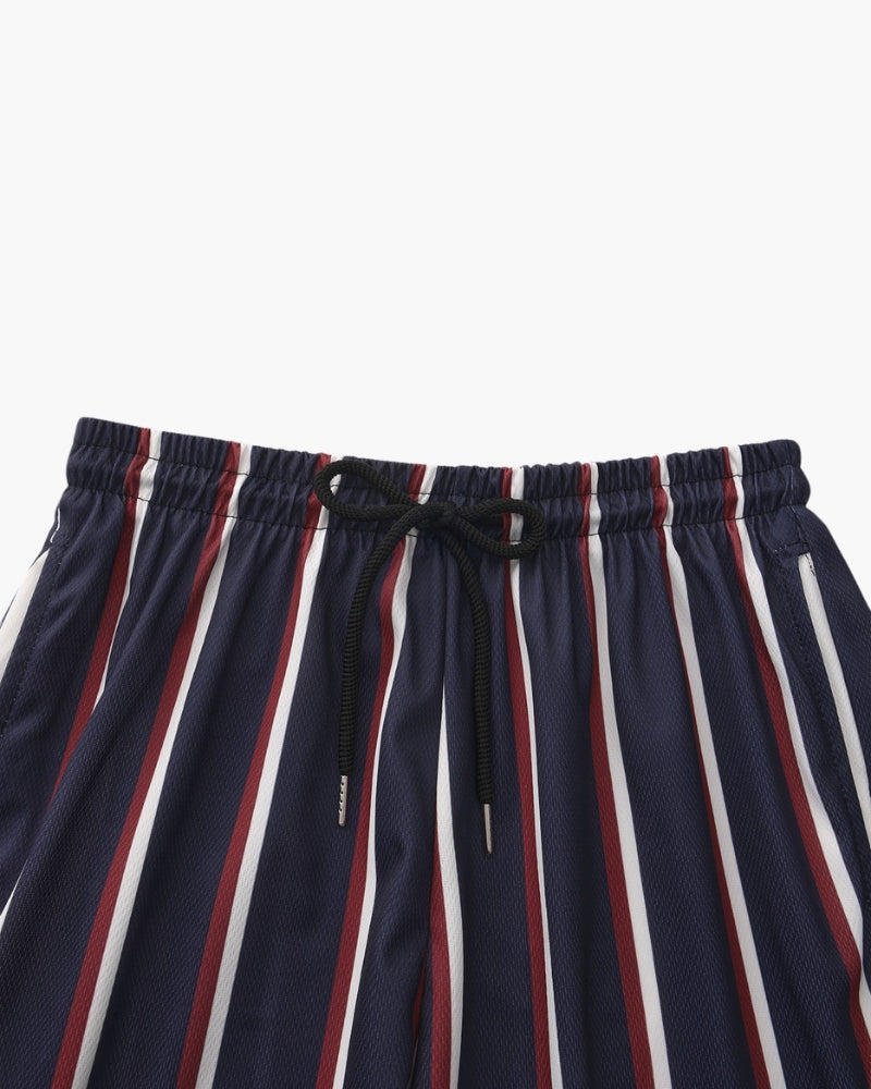 Men's Striped Swim Briefs with Drawstring Waistband