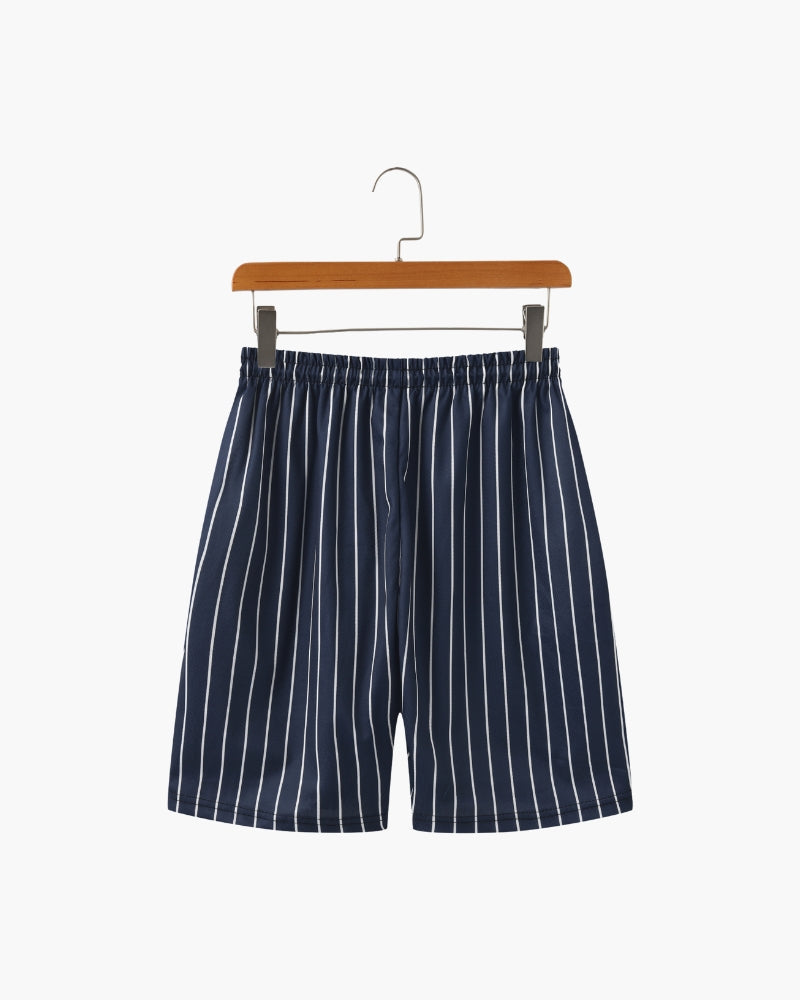 Men's Striped Swim Briefs with Drawstring Waistband