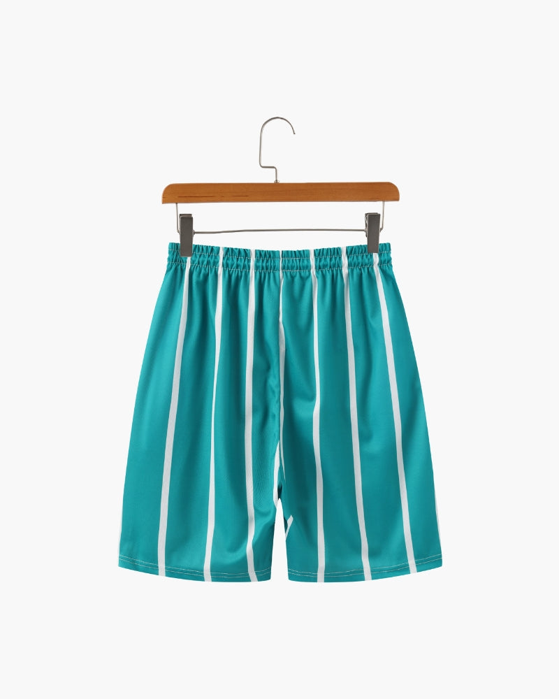 Men's Striped Swim Briefs with Drawstring Waistband