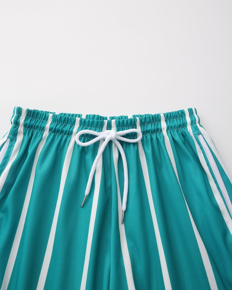 Men's Striped Swim Briefs with Drawstring Waistband