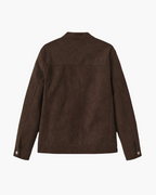 Men's Suede-Look Zip Jacket with Stand Collar