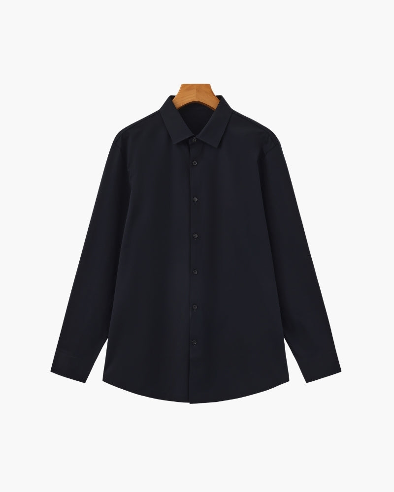 Men's Tailored Stretch Dress Shirt with Spread Collar - Black