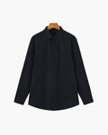 Men's Tailored Stretch Dress Shirt with Spread Collar - Black