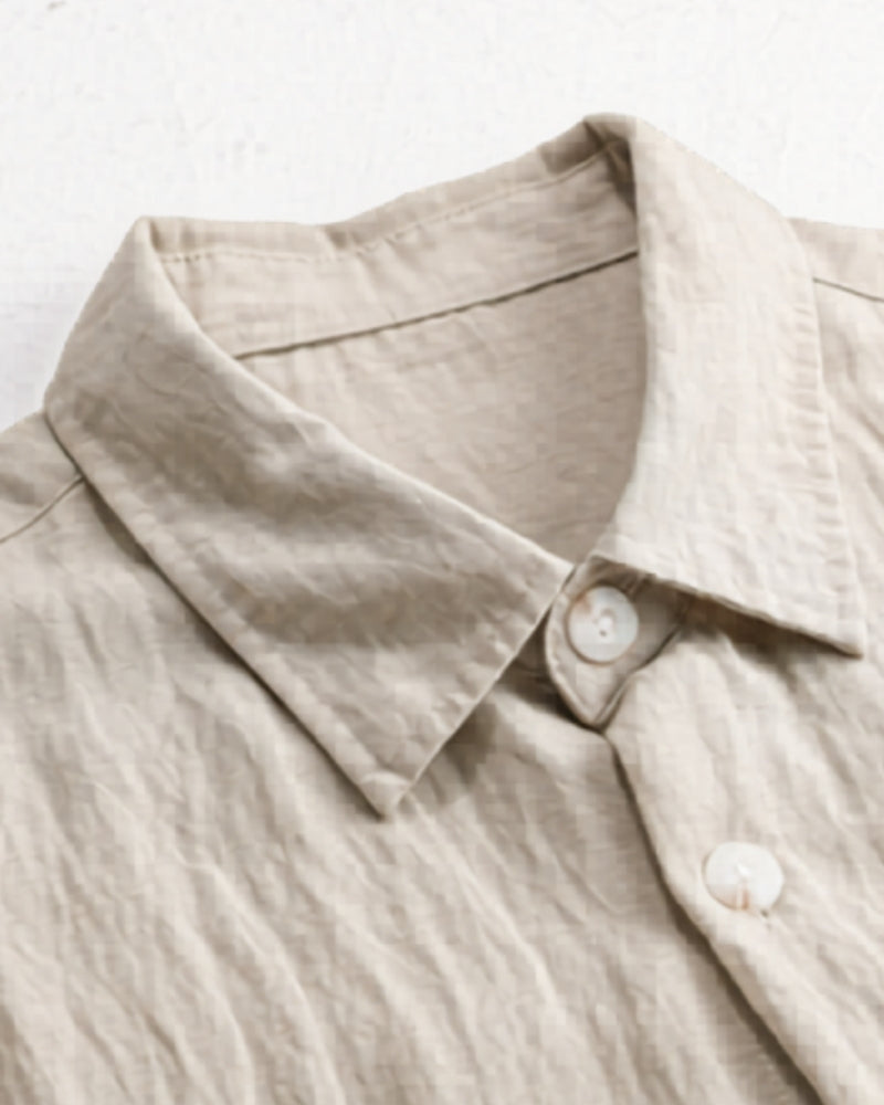 Men's Textured Overshirt with Two Chest Pockets and Button Front