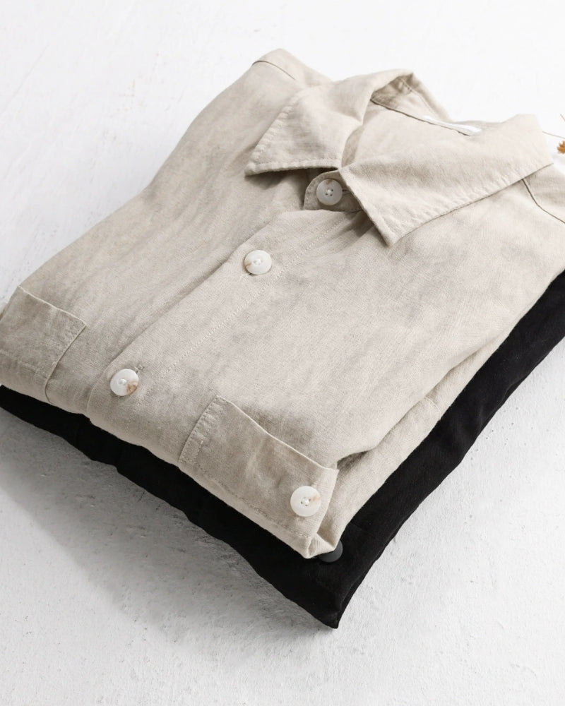 Men's Textured Overshirt with Two Chest Pockets and Button Front