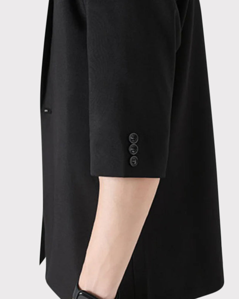 Men's Two-Piece Set with Short Sleeve Blazer and Trousers