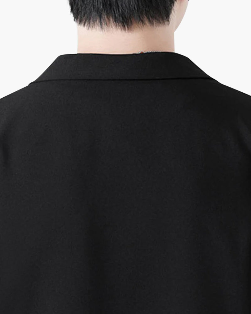 Men's Two-Piece Set with Short Sleeve Blazer and Trousers
