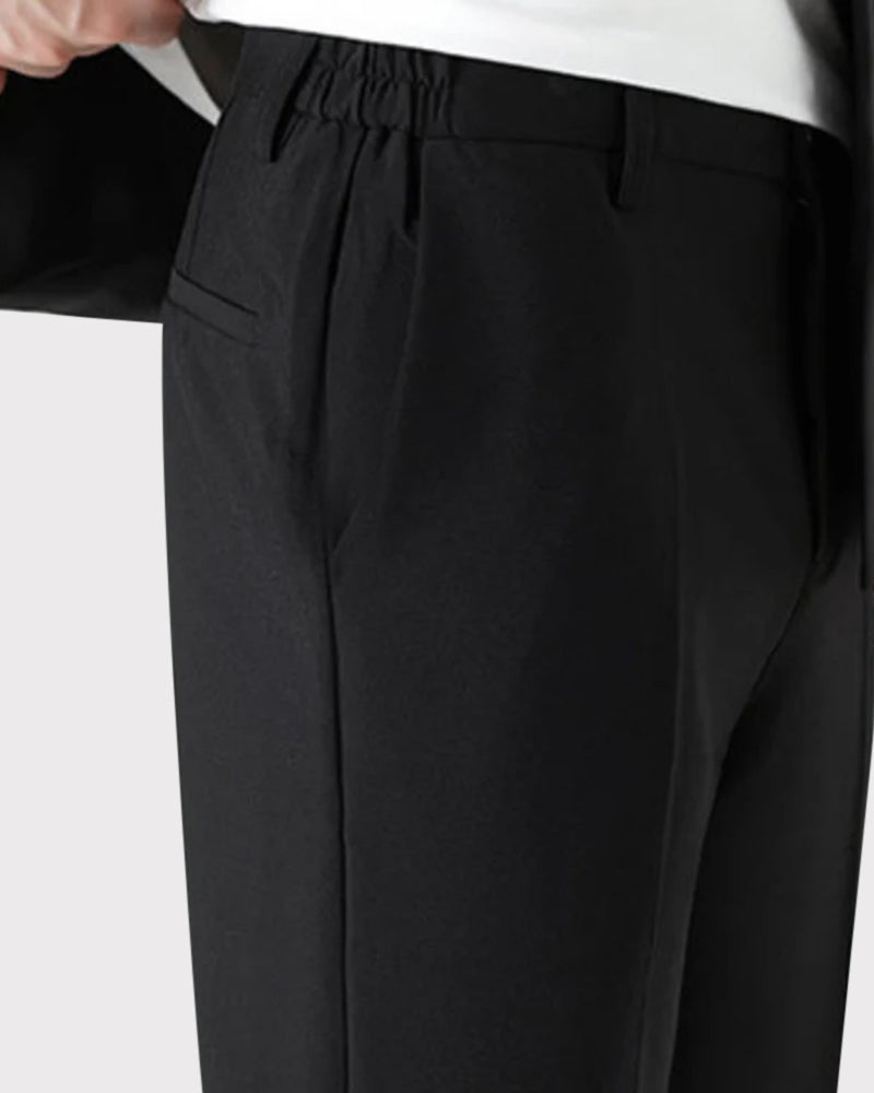 Men's Two-Piece Set with Short Sleeve Blazer and Trousers