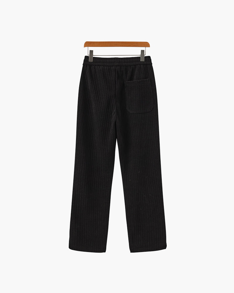 Men's Velvet Corduroy Drawstring Trousers with Straight Leg