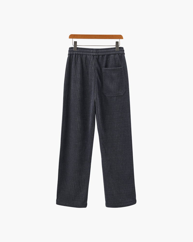 Men's Velvet Corduroy Drawstring Trousers with Straight Leg