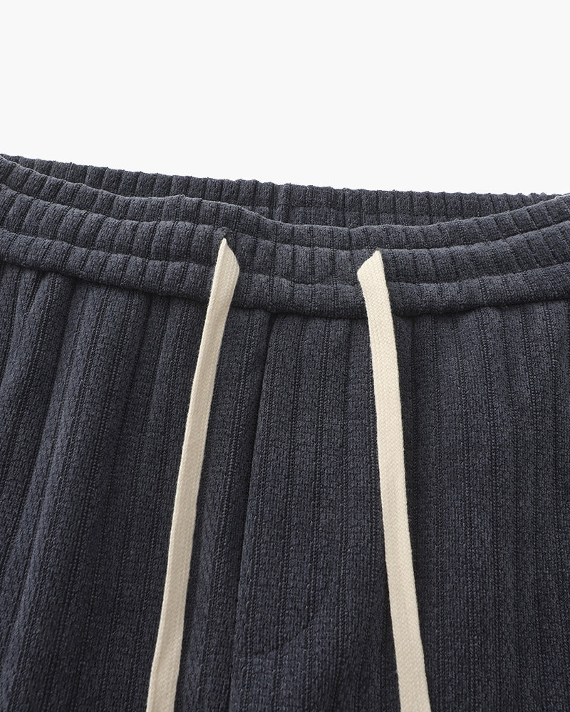 Men's Velvet Corduroy Drawstring Trousers with Straight Leg
