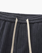 Men's Velvet Corduroy Drawstring Trousers with Straight Leg