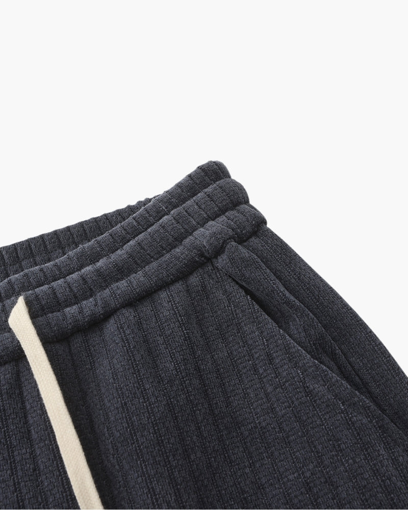 Men's Velvet Corduroy Drawstring Trousers with Straight Leg