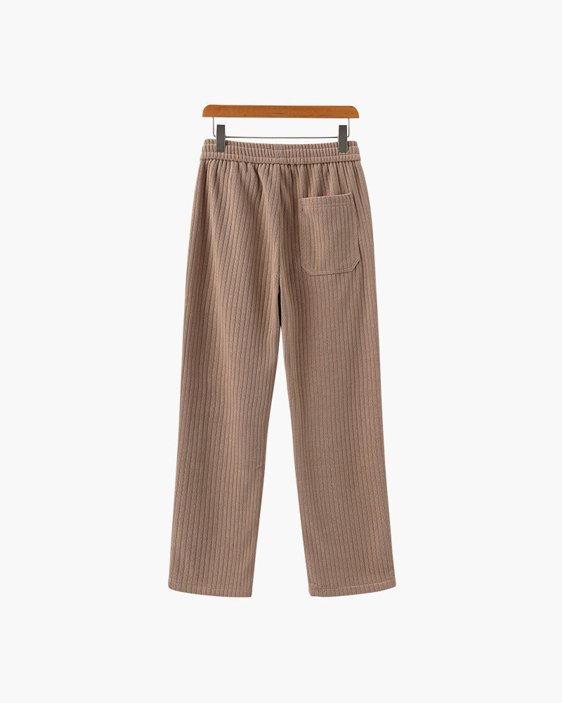 Men's Velvet Corduroy Drawstring Trousers with Straight Leg