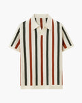 Men's Vertical Stripe Knit Polo with Open Collar