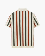 Men's Vertical Stripe Knit Polo with Open Collar