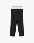 Men's Wide Leg Pleated Trousers with Elasticated Back - Black