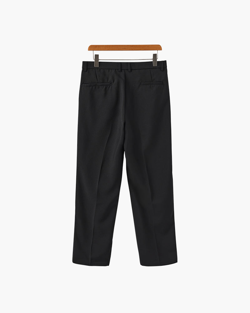 Men's Wide Leg Pleated Trousers with Elasticated Back