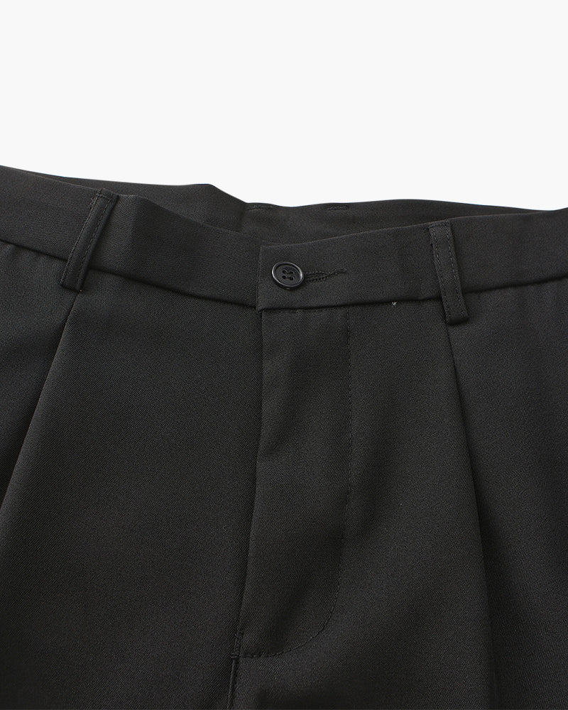 Men's Wide Leg Pleated Trousers with Elasticated Back