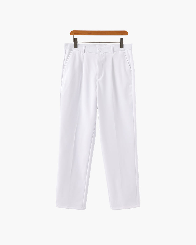Men's Wide Leg Pleated Trousers with Elasticated Back