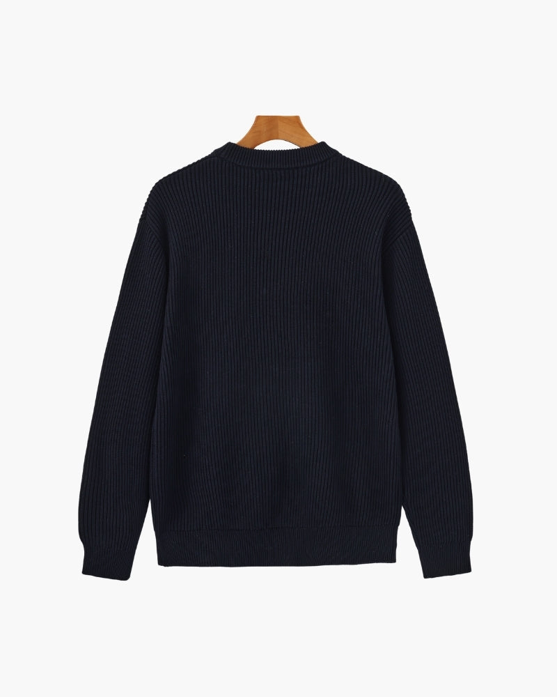 Men's Wide Rib Crew Neck Sweater with Relaxed Fit