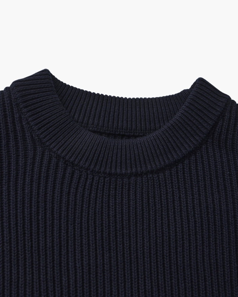 Men's Wide Rib Crew Neck Sweater with Relaxed Fit