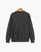 Men's Wide Rib Crew Neck Sweater with Relaxed Fit - Gray