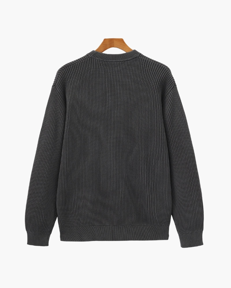 Men's Wide Rib Crew Neck Sweater with Relaxed Fit
