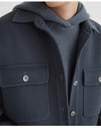 Men's Wool-Look Overshirt Jacket with Chest Pockets