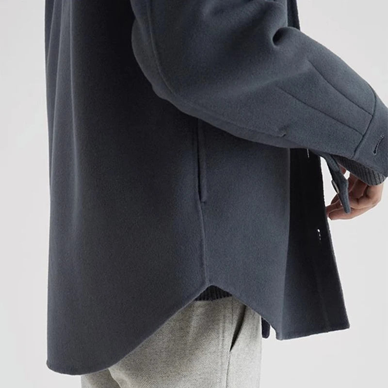 Men's Wool-Look Overshirt Jacket with Chest Pockets