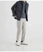 Men's Wool-Look Overshirt Jacket with Chest Pockets