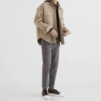 Men's Wool-Look Overshirt Jacket with Chest Pockets