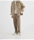 Men's Wool-Look Overshirt Jacket with Chest Pockets