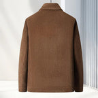 Men's Zip-Up Jacket with Spread Collar and Suede-Look Finish