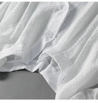Women's Balloon Sleeve Blouse with V-Neck and Button Front