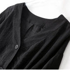 Women's Balloon Sleeve Blouse with V-Neck and Button Front