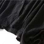 Women's Balloon Sleeve Blouse with V-Neck and Button Front