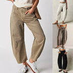 Women's Barrel Leg Jeans with Low Rise and Curved Shape