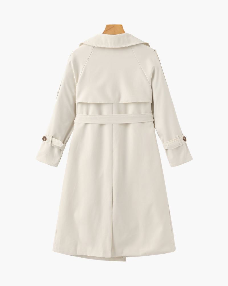 Women's Belted Trench Coat with Storm Flaps and Cuff Tabs