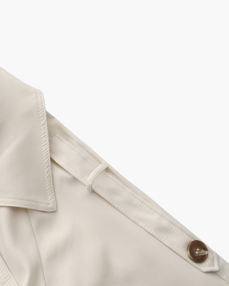 Women's Belted Trench Coat with Storm Flaps and Cuff Tabs