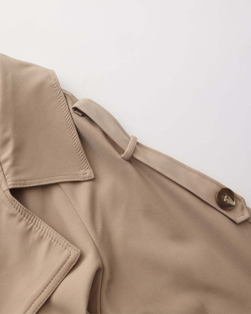 Women's Belted Trench Coat with Storm Flaps and Cuff Tabs
